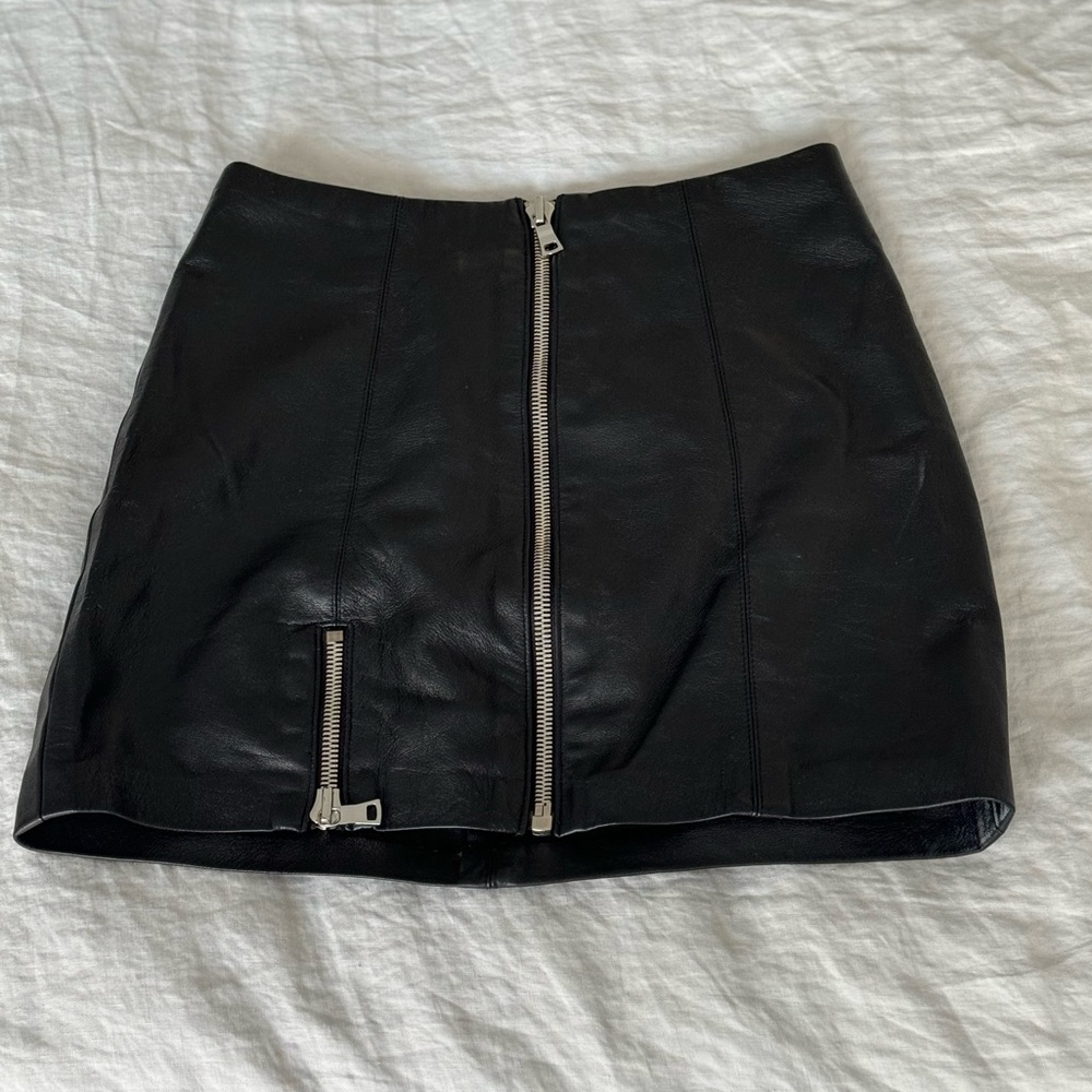 Reformation mini leather skirt